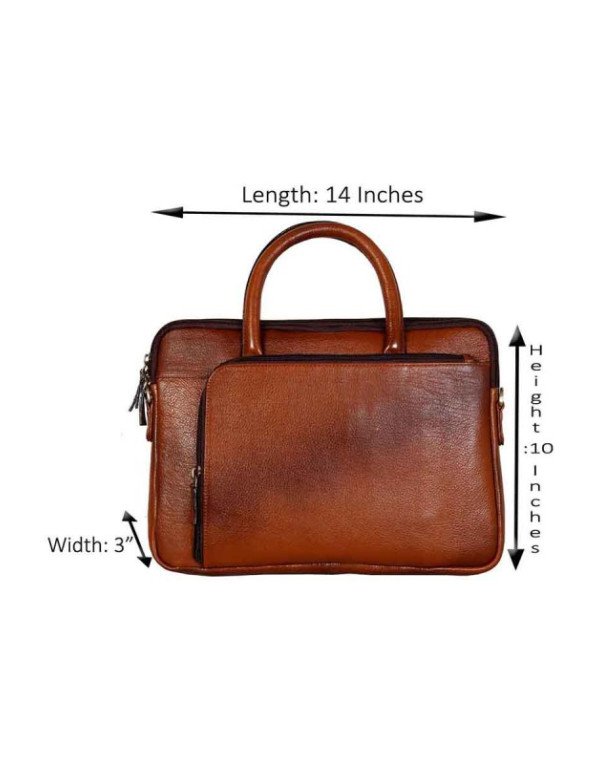 Classy Genuine Leather Tan Colour Office/ Laptop Bag for Men